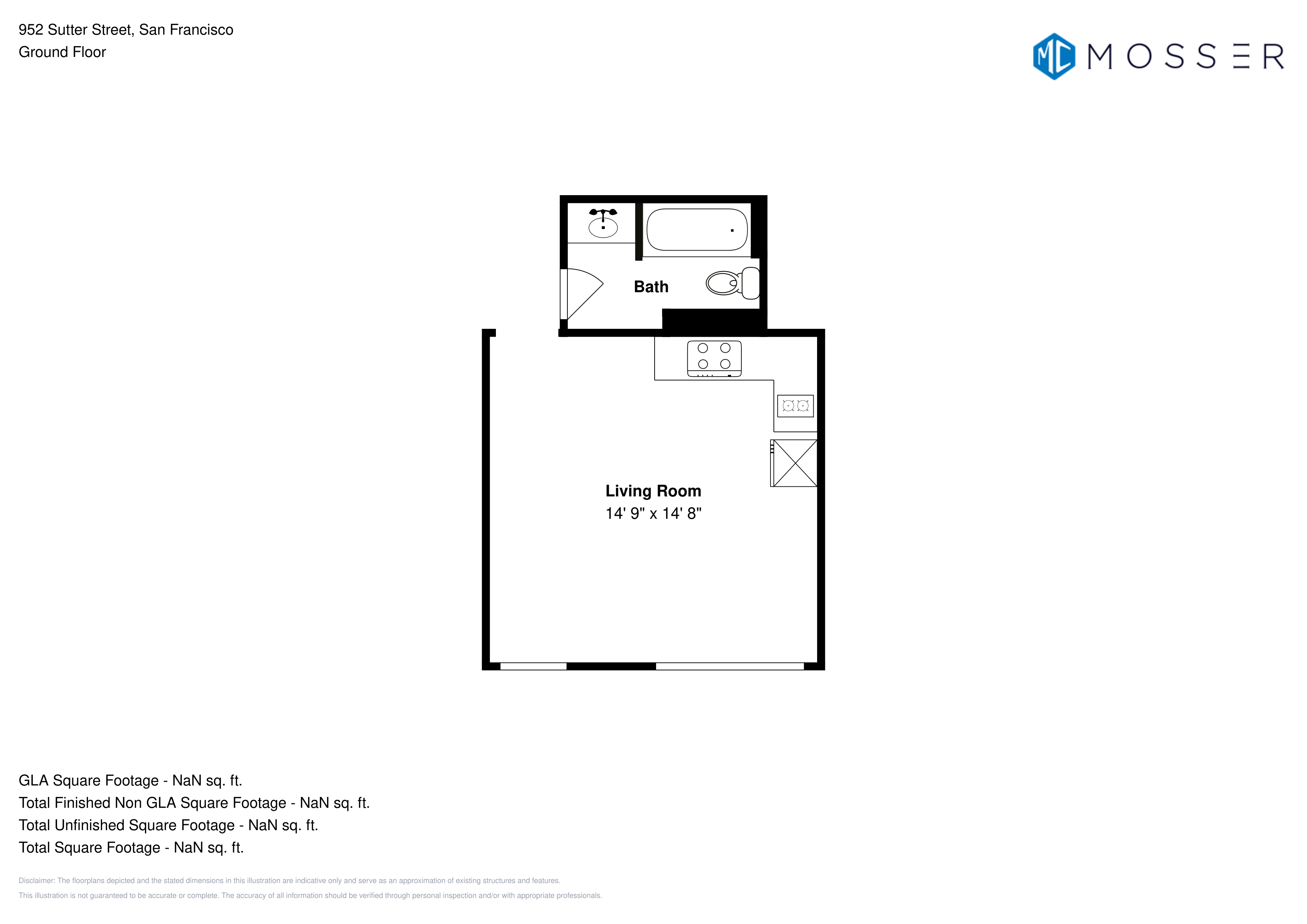 Floor plan for studio, 1 bath, 346 sqft